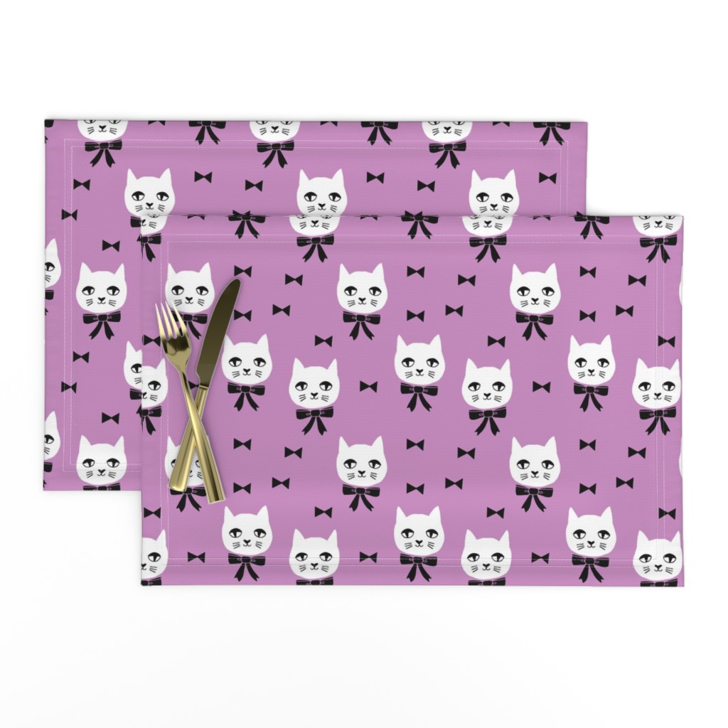 fancy cat // purple cat bows cat head fabric cute cat design