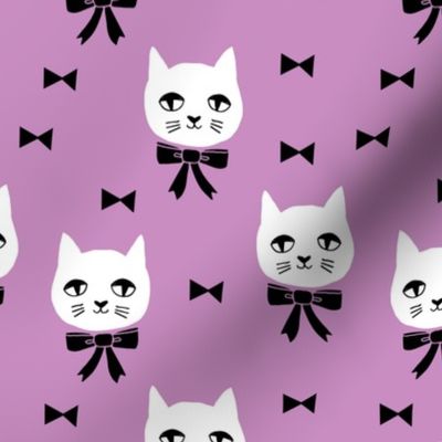 fancy cat // purple cat bows cat head fabric cute cat design