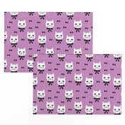 fancy cat // purple cat bows cat head fabric cute cat design