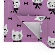 fancy cat // purple cat bows cat head fabric cute cat design