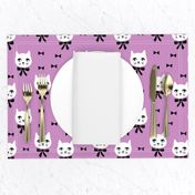 fancy cat // purple cat bows cat head fabric cute cat design