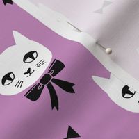 fancy cat // purple cat bows cat head fabric cute cat design