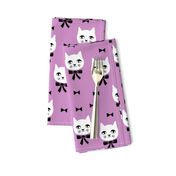 fancy cat // purple cat bows cat head fabric cute cat design