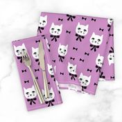 fancy cat // purple cat bows cat head fabric cute cat design