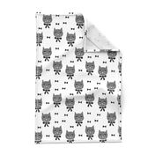 fancy cat // charcoal and white cat head fabric grey cat cute cat head and bows design andrea lauren fabric