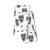 fancy cat // charcoal and white cat head fabric grey cat cute cat head and bows design andrea lauren fabric