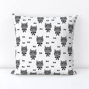 fancy cat // charcoal and white cat head fabric grey cat cute cat head and bows design andrea lauren fabric