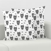 fancy cat // charcoal and white cat head fabric grey cat cute cat head and bows design andrea lauren fabric