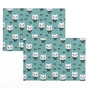 fancy cat // cats blue fabric cute cat design cats fabric blue