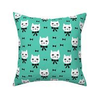 fancy cat // jade green cat fabric bright design andrea lauren fabric andrea lauren design