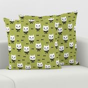 fancy cat // cute lime green cat fabric girls cat with bow fabric best cats design