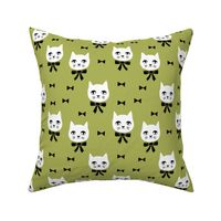 fancy cat // cute lime green cat fabric girls cat with bow fabric best cats design