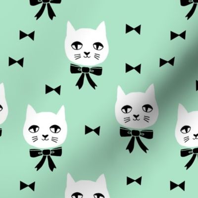 fancy cat // mint green cat head fabric cat and bow cute pet cat fabric