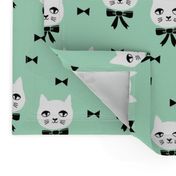 fancy cat // mint green cat head fabric cat and bow cute pet cat fabric