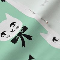 fancy cat // mint green cat head fabric cat and bow cute pet cat fabric