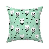 fancy cat // mint green cat head fabric cat and bow cute pet cat fabric