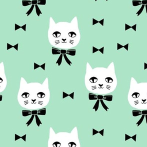 fancy cat // mint green cat head fabric cat and bow cute pet cat fabric