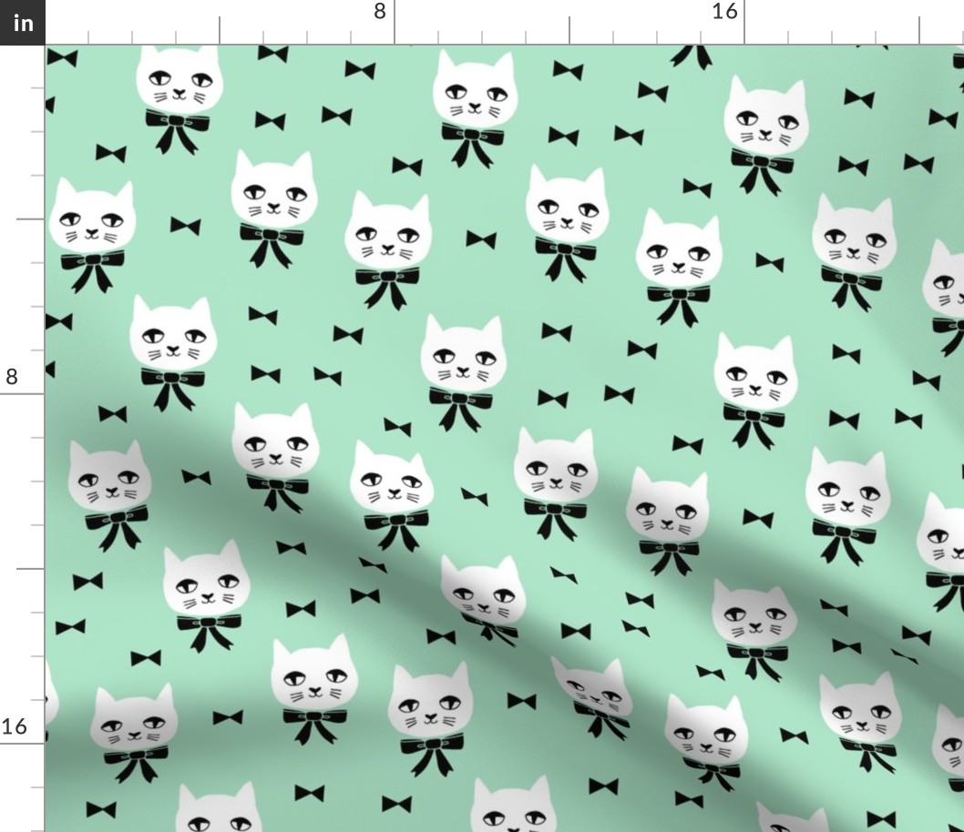 fancy cat // mint green cat head fabric cat and bow cute pet cat fabric