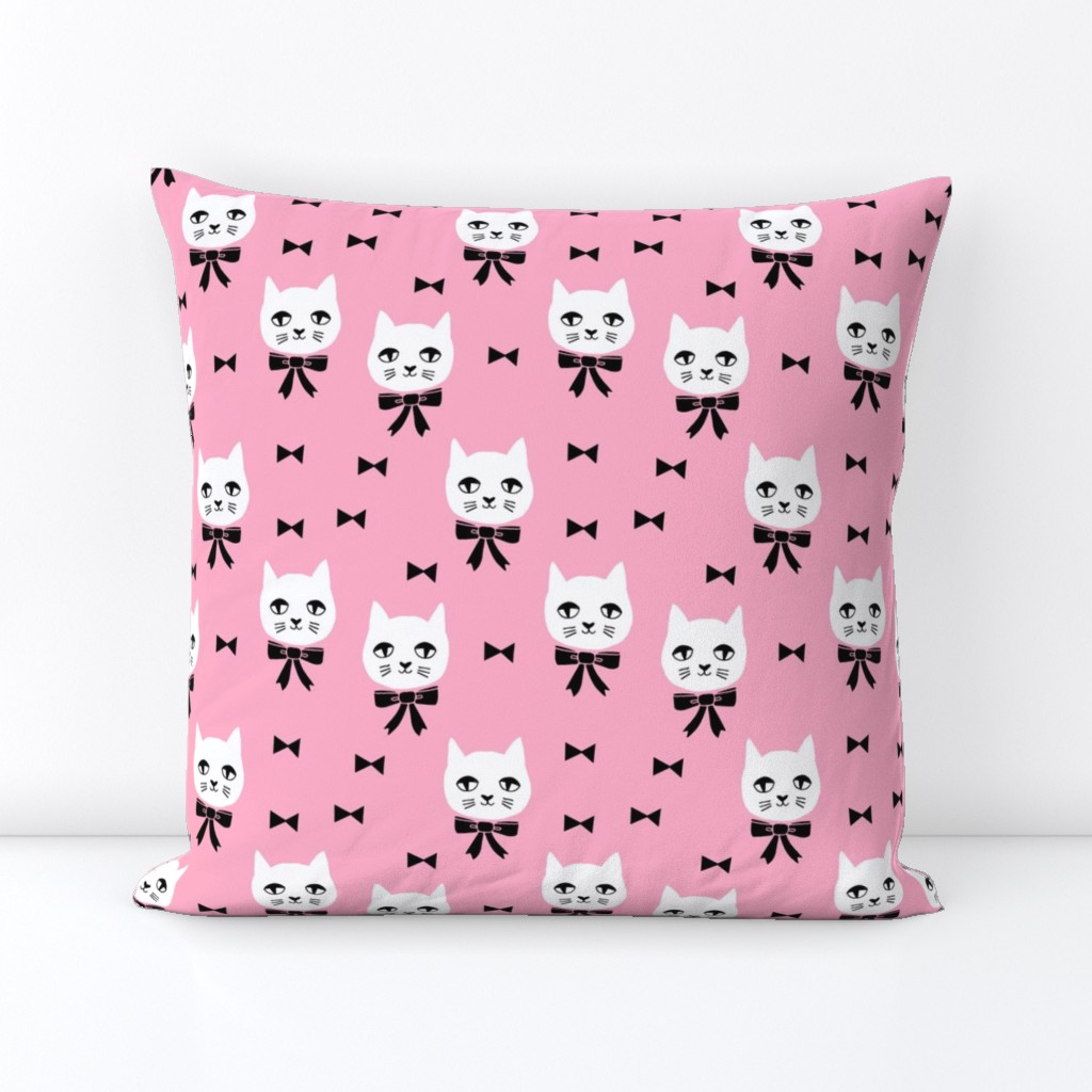 fancy cat // pink cat head fabric cute cats and bows bowtie design