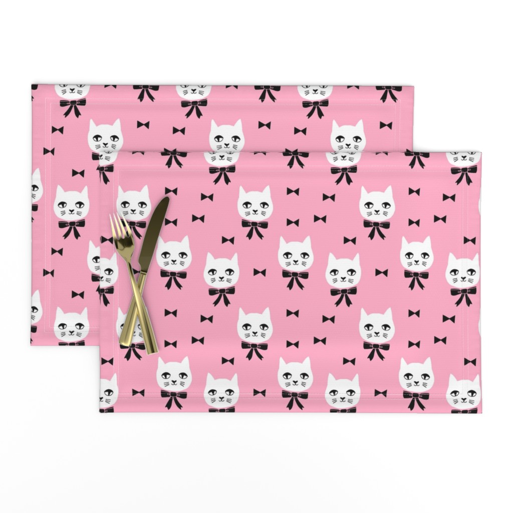 fancy cat // pink cat head fabric cute cats and bows bowtie design