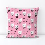 fancy cat // pink cat head fabric cute cats and bows bowtie design