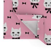 fancy cat // pink cat head fabric cute cats and bows bowtie design