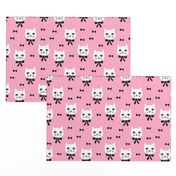 fancy cat // pink cat head fabric cute cats and bows bowtie design