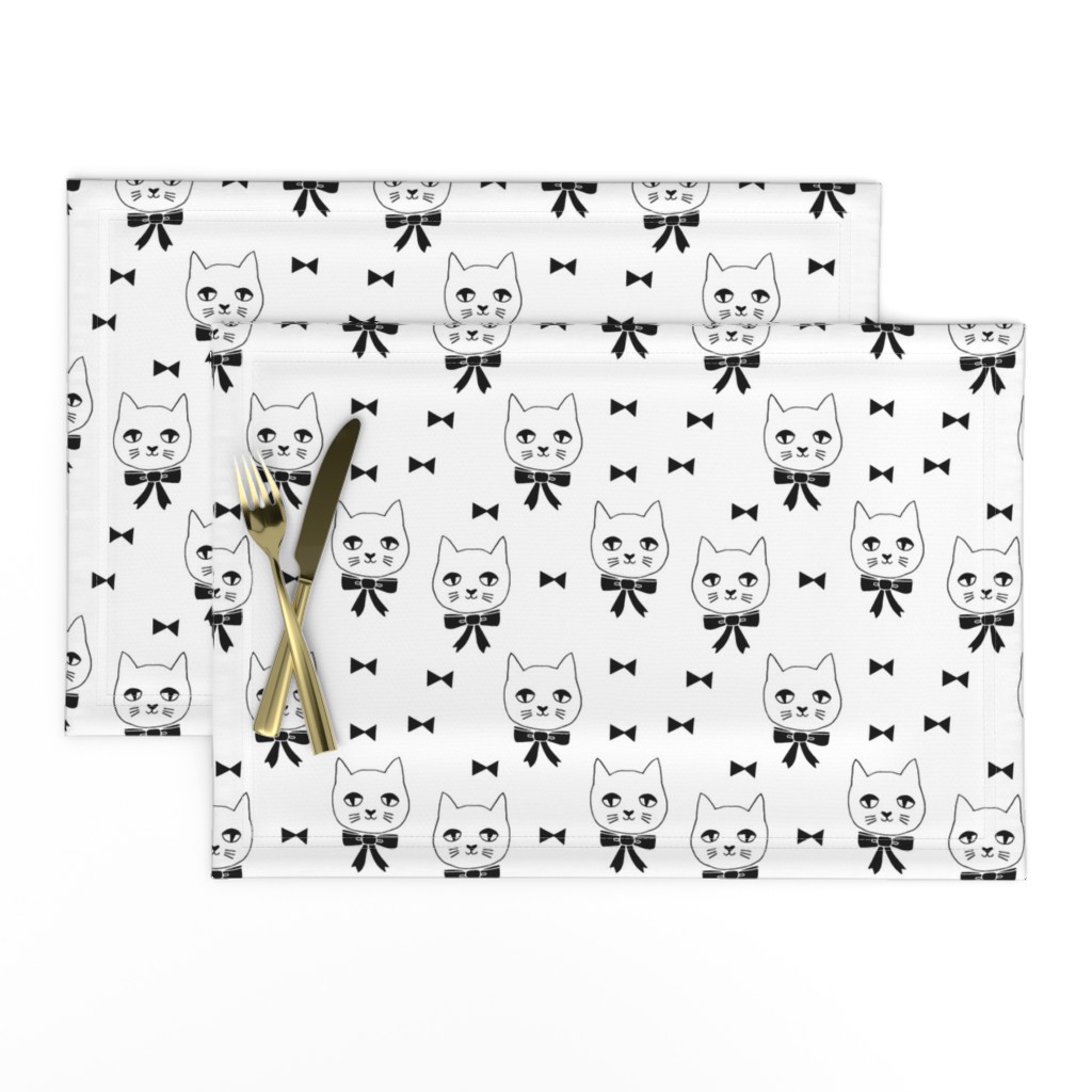 fancy cat // black and white cat head fabric best cat head design cute girls bows fabric