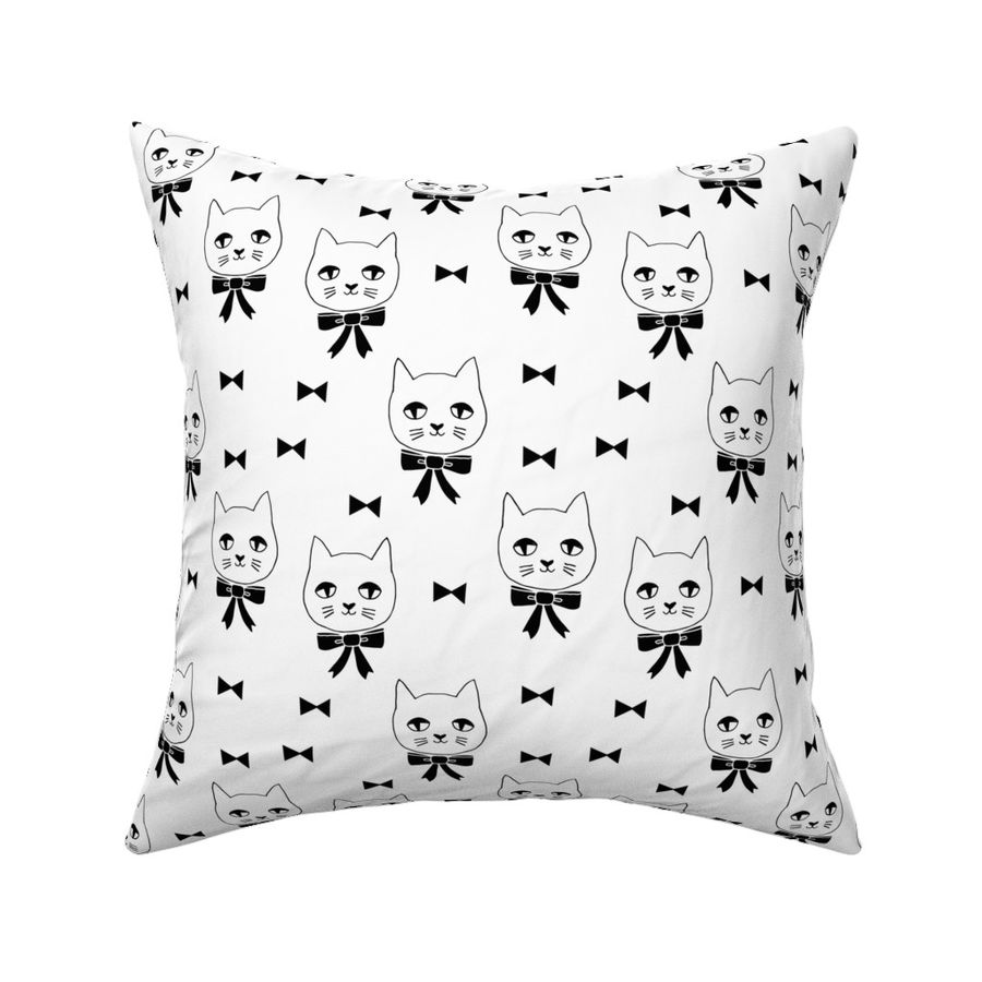 fancy cat // black and white cat head fabric best cat head design cute girls bows fabric