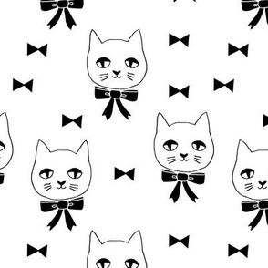 fancy cat // black and white cat head fabric best cat head design cute girls bows fabric