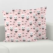 fancy cat // baby girl pink fabric soft pink cat and bow design cute cats fabric