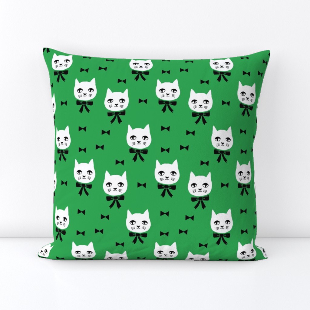 fancy cat // kelly green cat fabric cute cats design 