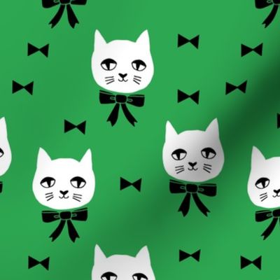 fancy cat // kelly green cat fabric cute cats design 