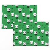 fancy cat // kelly green cat fabric cute cats design 