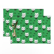 fancy cat // kelly green cat fabric cute cats design 