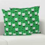 fancy cat // kelly green cat fabric cute cats design 