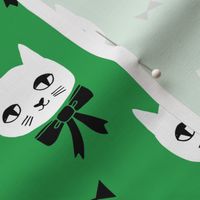 fancy cat // kelly green cat fabric cute cats design 