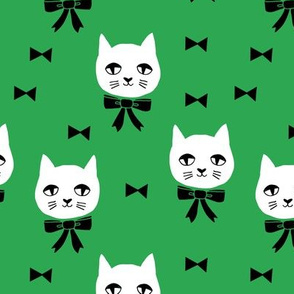 fancy cat // kelly green cat fabric cute cats design 