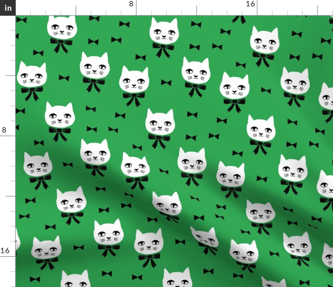 fancy cat // kelly green cat fabric cute cats design 