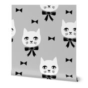 fancy cat // cats grey cat head fabric cute cats design best cats fabric