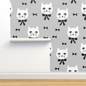 fancy cat // cats grey cat head fabric cute cats design best cats fabric