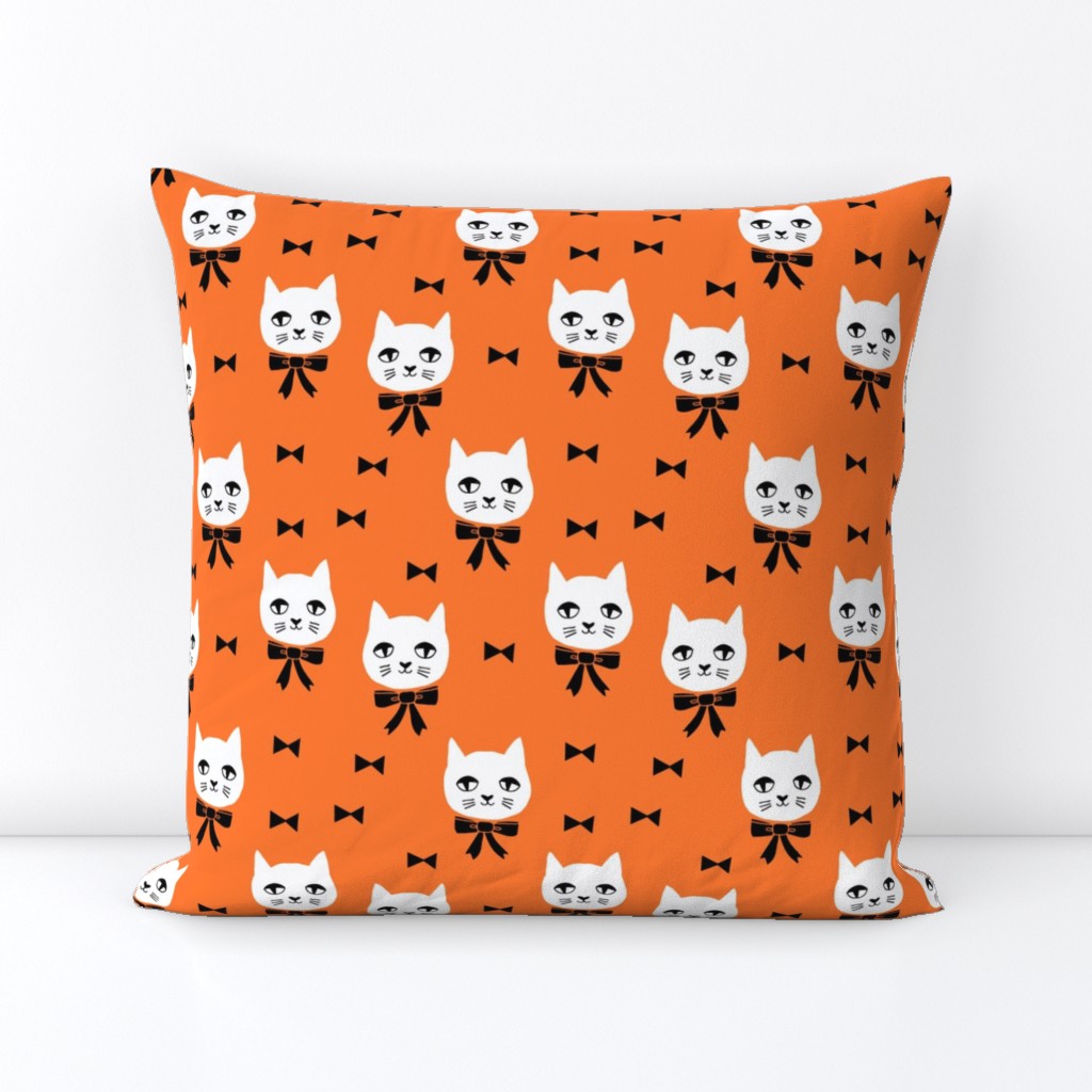 fancy cat // cute orange cat head fabric white cat design