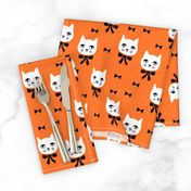 fancy cat // cute orange cat head fabric white cat design