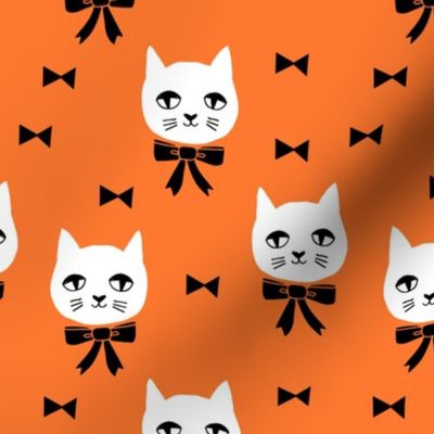 fancy cat // cute orange cat head fabric white cat design