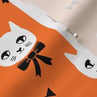 fancy cat // cute orange cat head fabric white cat design