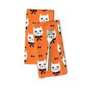 fancy cat // cute orange cat head fabric white cat design