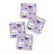 fancy cat // purple pastel cat fabric white cat design cute cats and bows fabric