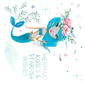 Mermaid Kisses & Starfish Wishes - Blue Mermaid 90 degrees