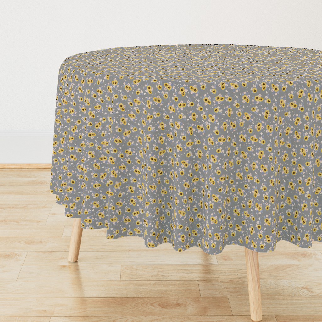 Ditsy Sunflowers Gray