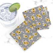 Ditsy Sunflowers Gray